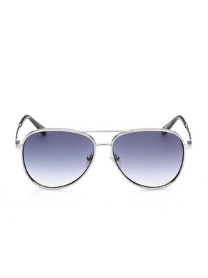 Men's Guess Aviator Sunglasses Silver | 7648-KTREO