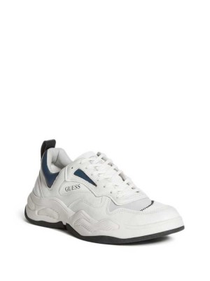 Men's Guess Bassano Dad Sneakers White | 2354-OESCL