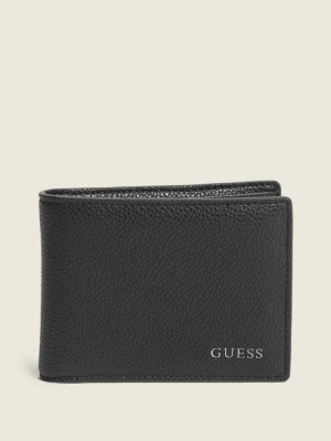 Men's Guess Billfold Pull Out Card Case Wallets Black | 9538-FREPJ