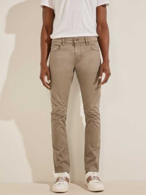 Men's Guess Chris Skinny Jeans Khaki | 4360-CALOM
