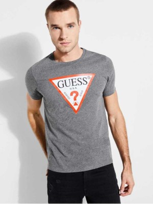 Men's Guess Classic Logo T-Shirts Grey | 5478-SGHMI