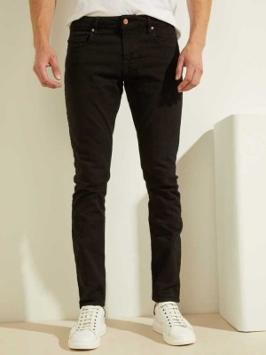 Men's Guess Classic Solid Skinny Jeans Black | 8460-IUQNG