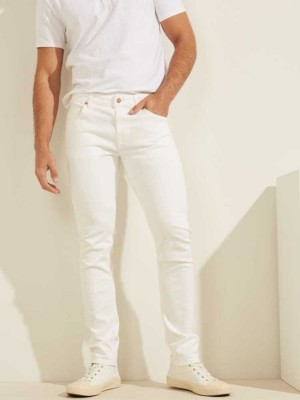 Men's Guess Classic Solid Skinny Jeans White | 1398-XACGY
