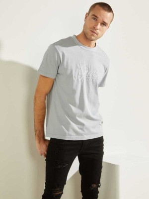 Men's Guess Classical Embroidered Logo T-Shirts White | 3507-PQTNJ