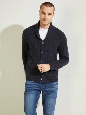 Men's Guess Declan Shawl Cardigan Sweaters Deep Multicolor | 0654-HUNCS