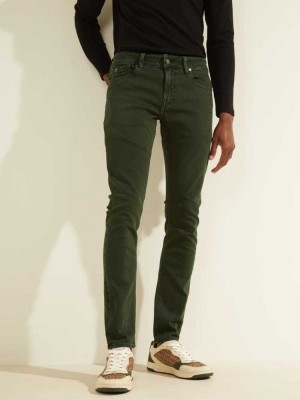 Men's Guess Dyed Skinny Jeans Green | 0276-RHZQU