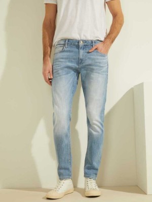Men's Guess Eco Faded Skinny Jeans Blue White | 0532-KDRYA