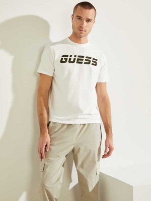 Men's Guess Eco Jake T-Shirts White | 9534-TNXVC