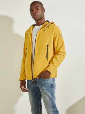 Men's Guess Eco Kaden Hooded Jackets Gold Orange | 0169-NQJUT