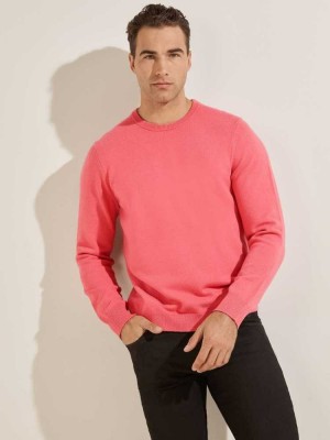 Men's Guess Eco Liam Crew Sweaters Pink | 6047-UKOIW