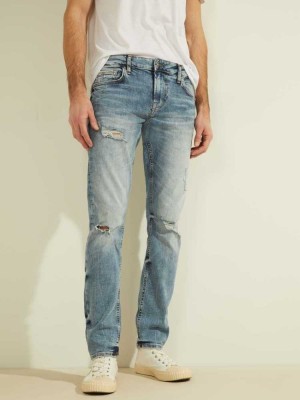 Men's Guess Eco Miami Skinny Jeans Blue White | 6728-YDLCM