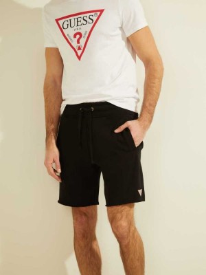 Men's Guess Eco Roy Fleece Shorts Black | 3207-SRCEF