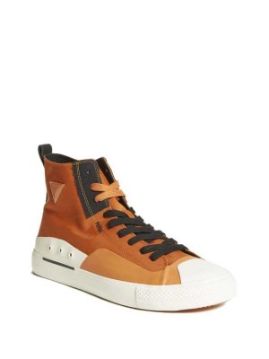 Men's Guess Ederle High-Top Sneakers Orange Multicolor | 6205-BPJCM