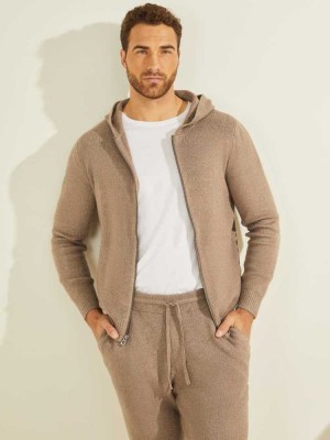 Men's Guess Esmere Wool-Blend Zip Hoodies Grey Multicolor | 5136-VLNAO