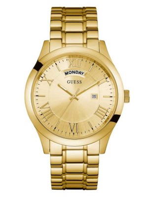 Men's Guess Gold-Tone Classic Multifunction Watches Gold | 3687-BHJLZ
