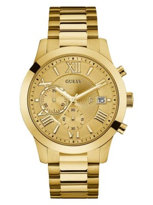 Men's Guess Gold-Tone Classic Watches Gold | 0819-ERMAD