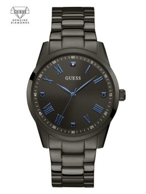 Men's Guess Gunmetal And Blue Analog Watches Obsidian | 5790-KXAYJ