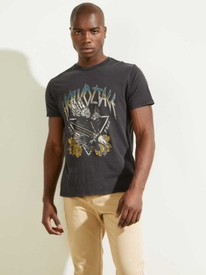 Men's Guess High Voltage T-Shirts Black Multicolor | 9867-NGTRZ