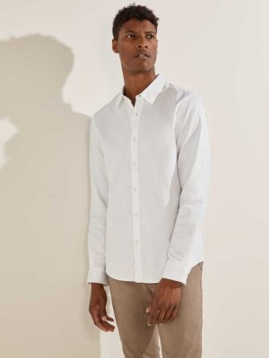 Men's Guess Kent Dobby Shirts White | 7491-TXCKW