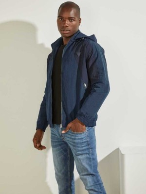 Men's Guess Kian Color-Block Jackets Blue | 6075-INYFG