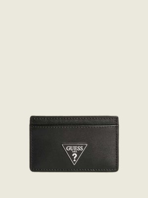 Men's Guess Logo Card Holder Wallets Black | 0375-EKRBV