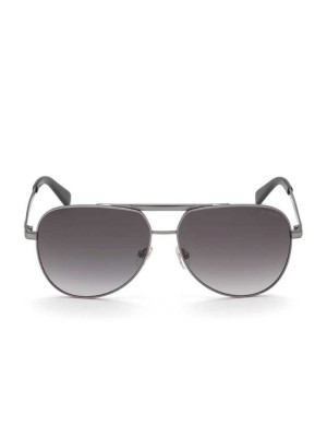 Men's Guess Manny Aviator Sunglasses Silver | 3275-BZIWL