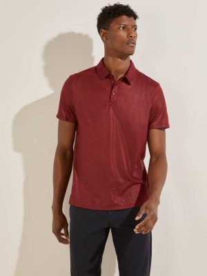 Men's Guess Mason Shine Polo Shirts Burgundy | 2894-ESLIR