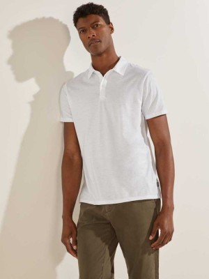 Men's Guess Mason Shine Polo Shirts White | 2567-IKXGU
