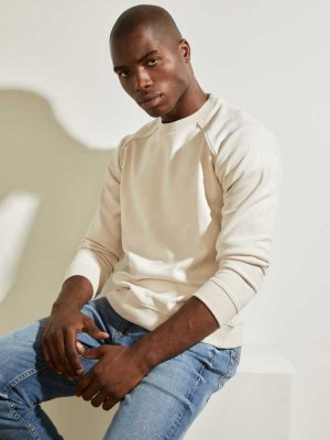 Men's Guess Newton Fleece Pullover Sweatshirt Grey | 3825-GZARS