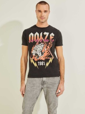 Men's Guess Noize T-Shirts Black Multicolor | 9462-KFXDM