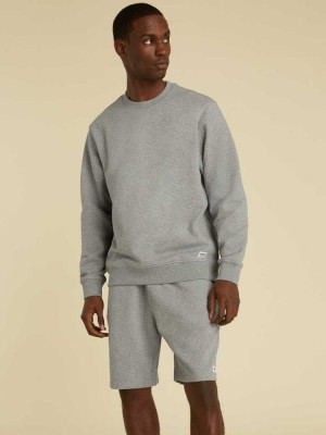 Men's Guess Originals Kit Crewneck Pullover Sweatshirt Light Grey | 4871-JBNVP