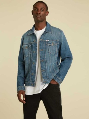 Men's Guess Originals Kit Denim Jackets Dark Blue Wash | 3524-ZGQYJ