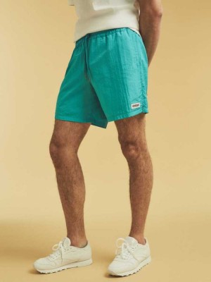 Men's Guess Originals Kit Nylon Shorts Blue | 5178-NSUJV