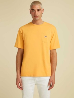 Men's Guess Originals Kit Pocket T-Shirts Mango Yellow | 6987-WXNMO