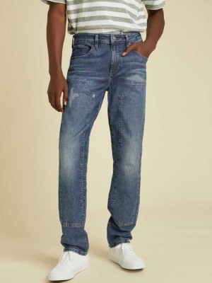 Men's Guess Originals Tactical Slim Straight Jeans Wash | 2587-CBNSZ