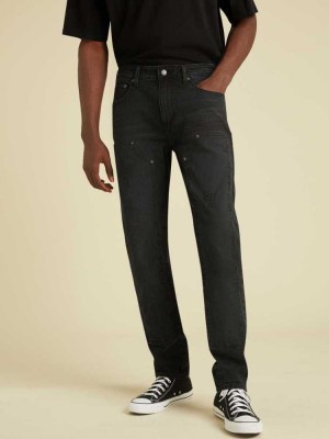 Men's Guess Originals Tactical Slim Straight Jeans Black Wash | 9812-AEVBI