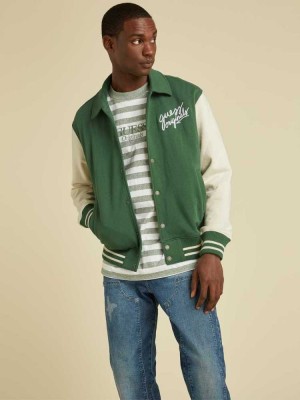 Men's Guess Originals Varsity Inspired Jackets Dark Green Multicolor | 6705-CZBST