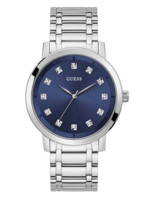Men's Guess Paragon Silver-Tone and Blue Analog Watches Multicolor | 3819-CJTDM