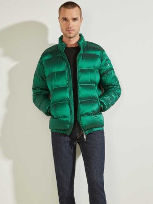 Men's Guess Quilted Puffer Jackets Green | 9475-XADPB