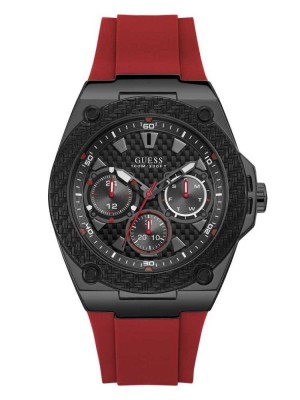Men's Guess Red and Black Multifunction Watches Red | 2469-SCOTY
