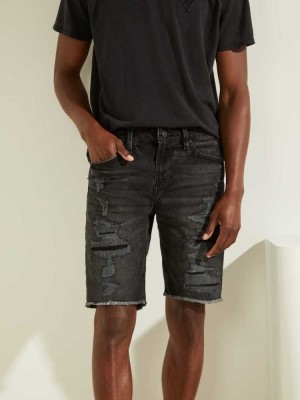 Men's Guess Slim Denim Shorts Deep Grey Black | 4328-MJIZE