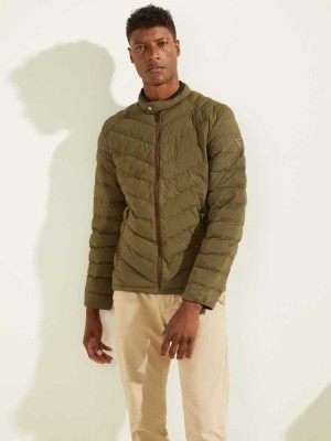 Men's Guess Slim Fit Puffer Jackets Olive | 2314-JNXBY