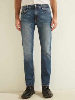 Men's Guess Slim Straight Jeans Blue Wash | 1736-RHYIK
