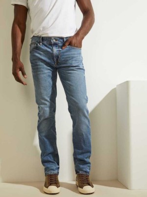 Men's Guess Slim Straight Jeans Light Blue | 7638-QVHMA