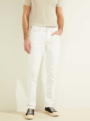 Men's Guess Slim Tapered Jeans White | 0412-FBRLK