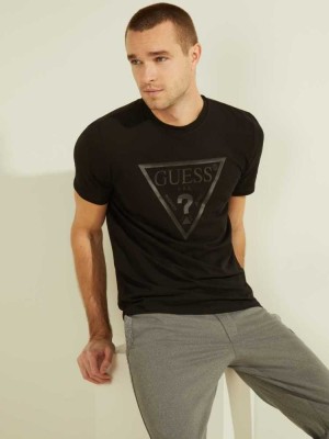 Men's Guess Tonal Logo T-Shirts Black | 2870-HTGLS