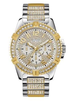 Men's Guess Two-Tone Multifunction Watches Platinum | 2798-JKPNH