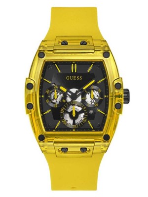 Men's Guess Yellow Plastic and Silicone Multifunction Watches Multicolor | 2395-LVYXN