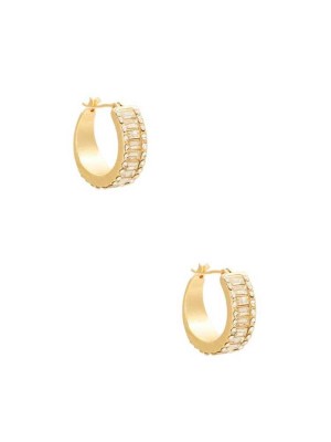 Women's Guess 14KT Baguette Hoop Earrings Gold | 1508-WAQMF