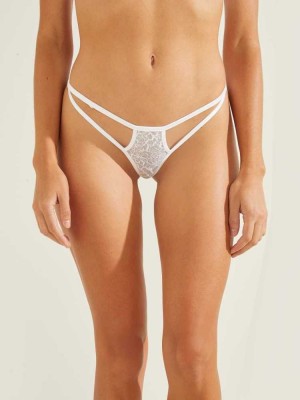 Women's Guess Aleesha Thong Underwear White | 7493-BXRIC